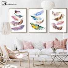 Load image into Gallery viewer, NICOLESHENTING Nordic Art Watercolor Feather Minimalist Canvas Poster Painting Wall Picture Modern Home Living Room Decoration
