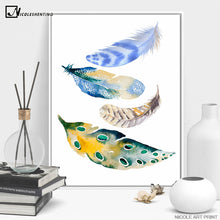 Load image into Gallery viewer, NICOLESHENTING Nordic Art Watercolor Feather Minimalist Canvas Poster Painting Wall Picture Modern Home Living Room Decoration
