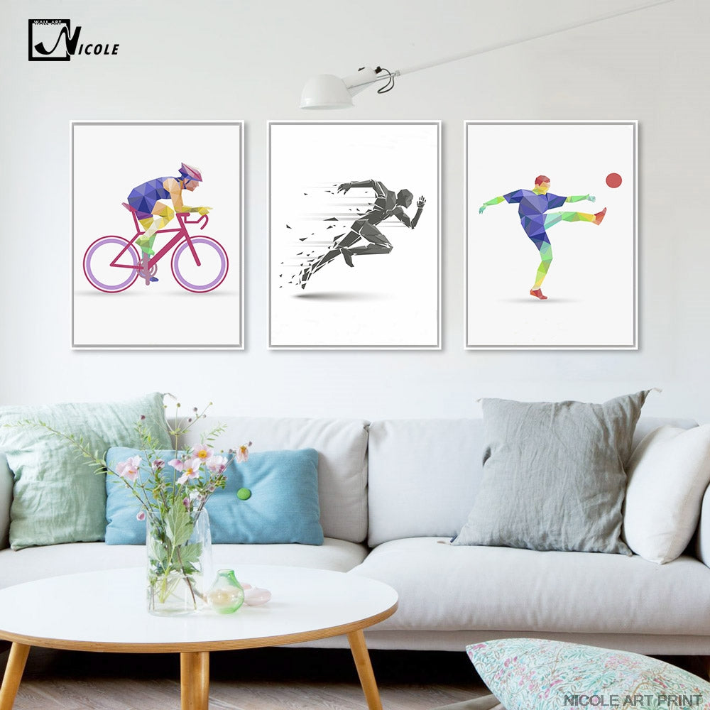 Colorful Geometry Sports Athlete Art Canvas Poster Minimalist Painting Soccer Football Wall Picture Print Modern Home Decoration