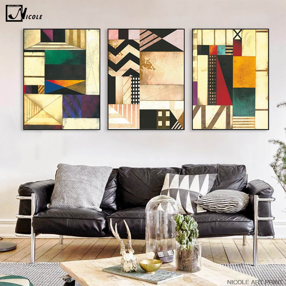 Colorful Geometry Abstract Art Canvas Poster Minimalist Painting Wall Picture Print Modern Home Living Room Decoration