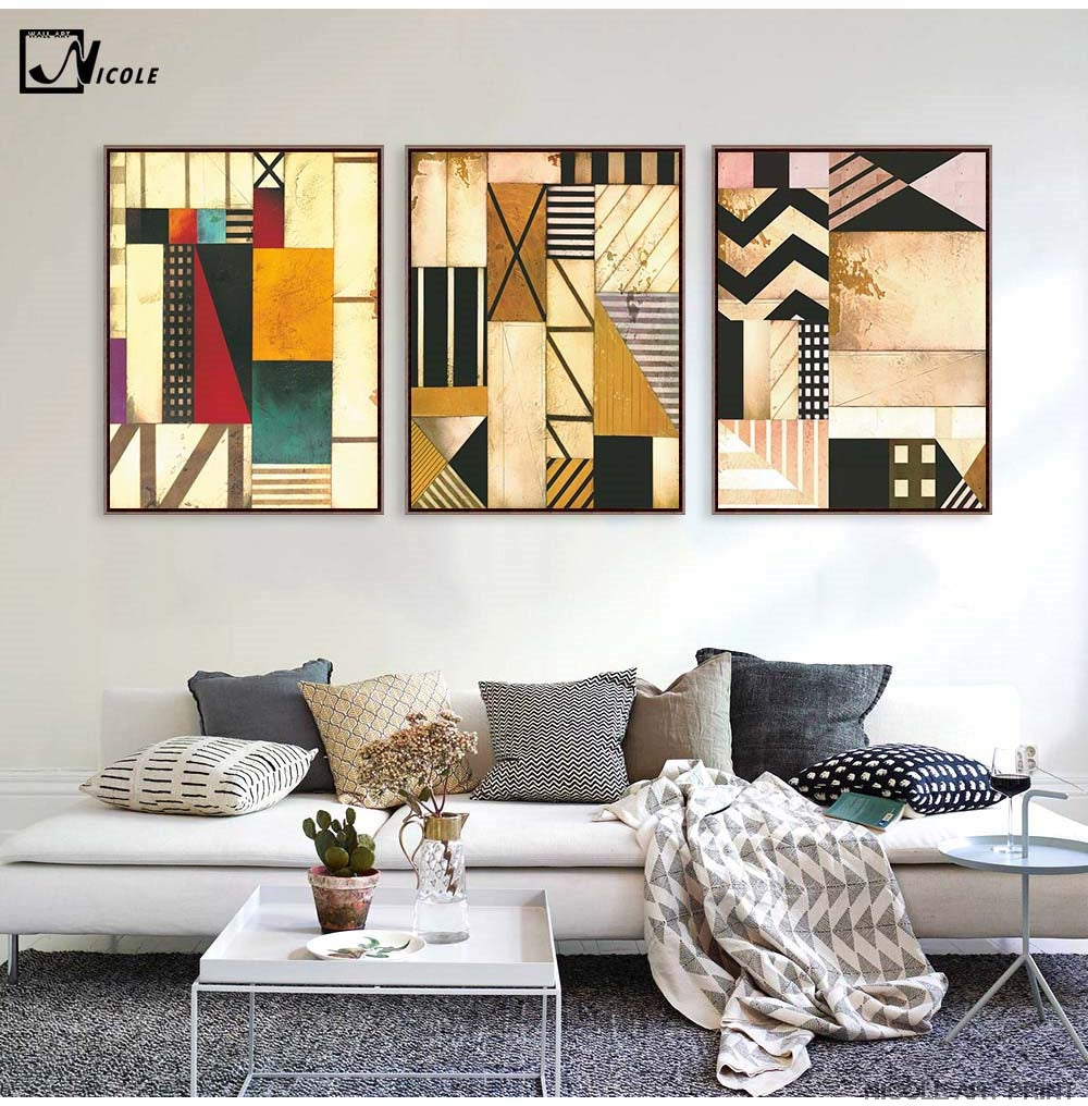 Colorful Geometry Abstract Art Canvas Poster Minimalist Painting Wall Picture Print Modern Home Living Room Decoration