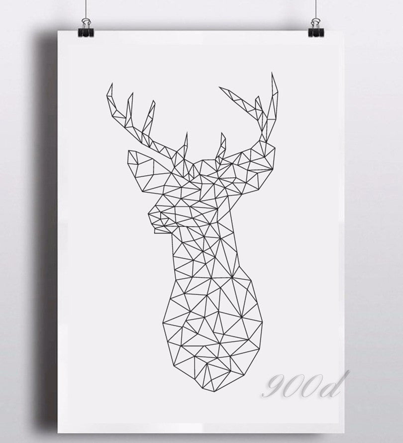 Geometric Deer Head Canvas Art Print Poster, Wall Pictures for Home Decoration, Wall decor FA221-2