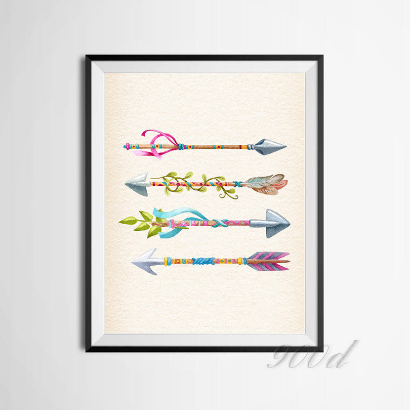 Flower Arrow Art Print Poster, Wall Pictures For Home Decoration Print On Canvas,  Wall Decor  341