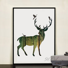 Load image into Gallery viewer, silhouette of a deer with pine forest Canvas Art Print Painting Poster,  Wall Picture for Home Decoration, Home Decor FA396
