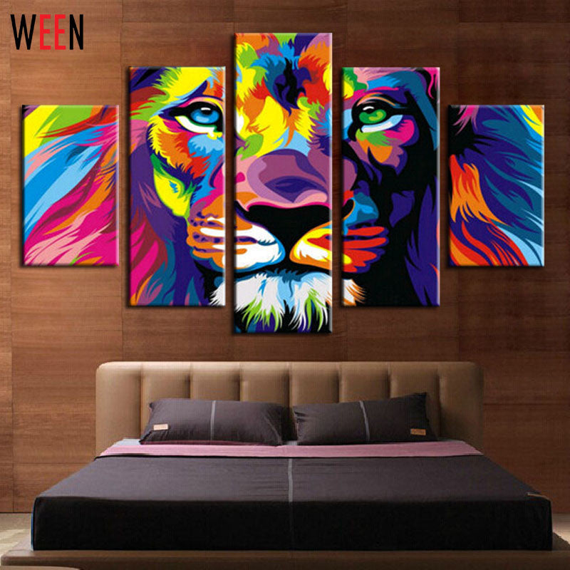 DIY Framed  Lion King Animal Abstract Print Canvas Painting Wall Art Picture For Living Room Decoration Artwork
