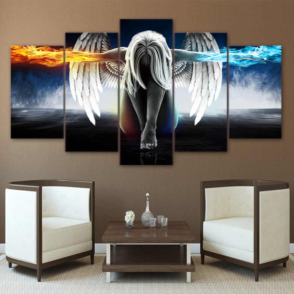 HD Printed 5 piece canvas art angel with wings painting anime room decor print poster wall art Free shipping/up-874