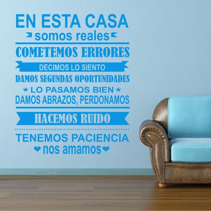 Spanish EN ESTA CASA House Rules Wall Sticker Home decor Family Quote house Decoration Vinyl Wall Decals kids room Freeshipping