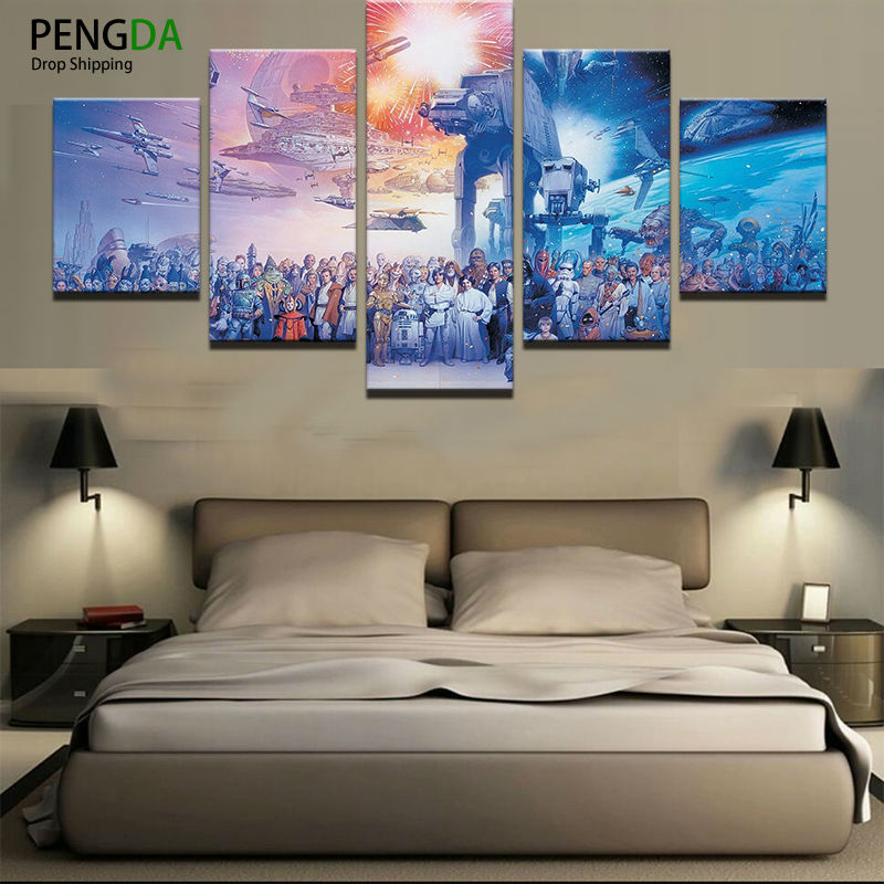 Wall Art Picture Home Decoration Living Room Canvas Print 5 Pieces Game Star Wars Movie Poster Wall Picture Printing On Canvas