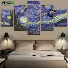 Load image into Gallery viewer, Canvas Cuadros 5 Panel Frames Night View Pictures HD Print Canvas Painting On Oil Paintings Wall For Living Room Modular Picture

