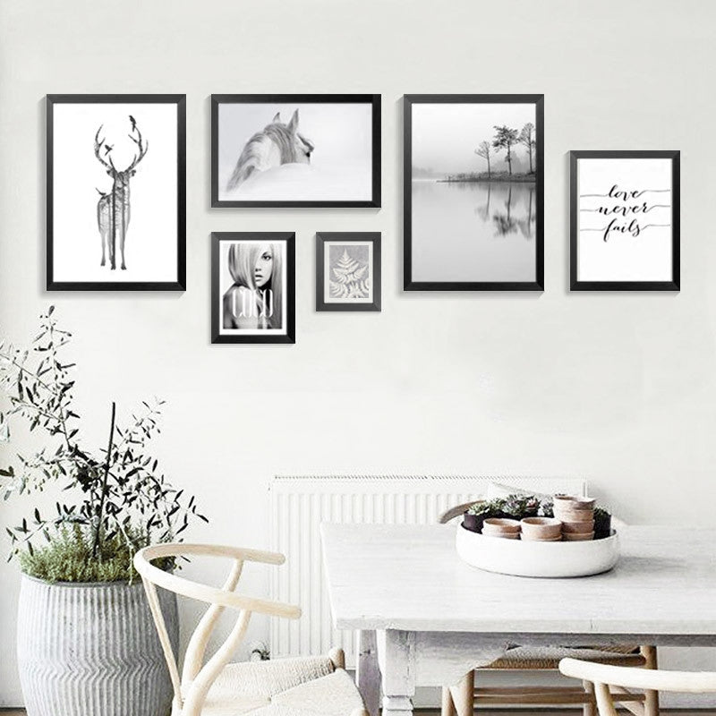 Wall Pictures For Living Room Nordic Decoration Posters And Prints Modern Winter Elk Wall Art Canvas Painting No Poster Frame