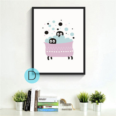 Modern Minimalist Lovely Cartoon Bear kids room Posters and prints Wall art canvas for home decoration No Frame