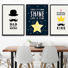 Load image into Gallery viewer, Modern Black White Nordic Kawaii Star Quotes Art Print Poster Wall Picture Nursery Canvas Painting No Frame Baby Room Decoration
