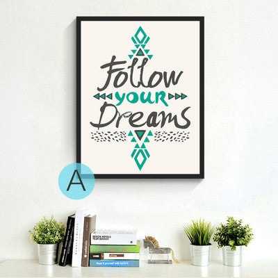 Follow Dream quote Canvas Art Print painting Poster, Flower Wall Pictures for Home Decoration, Wall decor