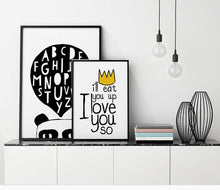 Load image into Gallery viewer, Modern Black White Nordic Kawaii Animal Quotes Art Print Poster Wall Picture Nursery Canvas Painting No Frame Baby Room Decorati
