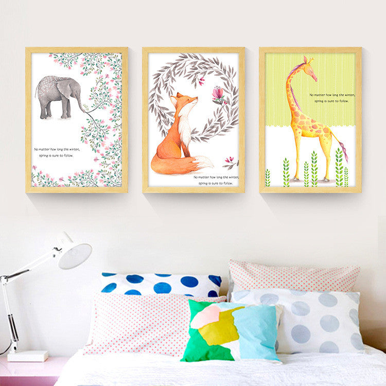Kawaii Animal Rabbit Fox Poster Print A4 Modern Nordic Cartoon Nursery Wall Art Picture Kids Baby Room Decor Canvas Painting