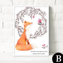 Load image into Gallery viewer, Kawaii Animal Rabbit Fox Poster Print A4 Modern Nordic Cartoon Nursery Wall Art Picture Kids Baby Room Decor Canvas Painting
