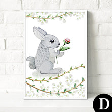 Load image into Gallery viewer, Kawaii Animal Rabbit Fox Poster Print A4 Modern Nordic Cartoon Nursery Wall Art Picture Kids Baby Room Decor Canvas Painting
