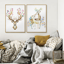 Load image into Gallery viewer, Art Beautiful Deer canvas Painting flower Deer wall art Modern painting Cuadros Decorativos Living Room oil painting
