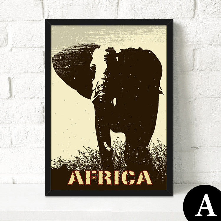 Cafe decorative painting the living room mural painting animal retro personalized black and white posters painted wall paintings