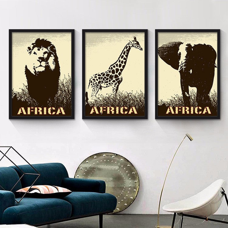 Cafe decorative painting the living room mural painting animal retro personalized black and white posters painted wall paintings