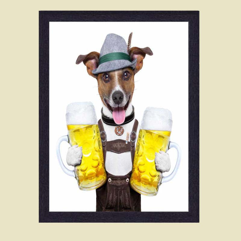 Gentleman dog Canvas Painting Wall Art Decorative Pictures Modern Rectangle Canvas Art Print Poster for coffee Beer bar
