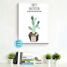 Load image into Gallery viewer, Decorative painting of modern minimalist living room on wall mural paintings of English quotes creative Geometric Cactus
