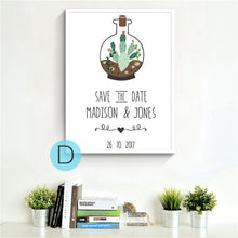 Load image into Gallery viewer, Decorative painting of modern minimalist living room on wall mural paintings of English quotes creative Geometric Cactus
