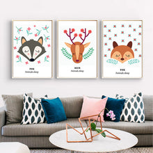 Load image into Gallery viewer, Lovely Fox and deer Nordic kids room Posters and prints Wall art canvas for home decoration No Frame 50x70cm
