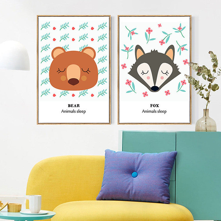 Lovely Fox and deer Nordic kids room Posters and prints Wall art canvas for home decoration No Frame 50x70cm