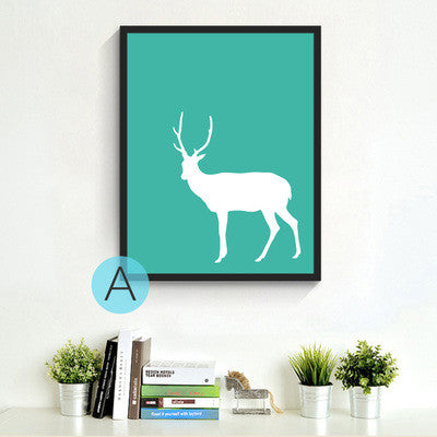 Green Nordic Geometry Letter Deer LOVE Quotes Art Print Poster Wall Picture Nursery Canvas Painting No Frame