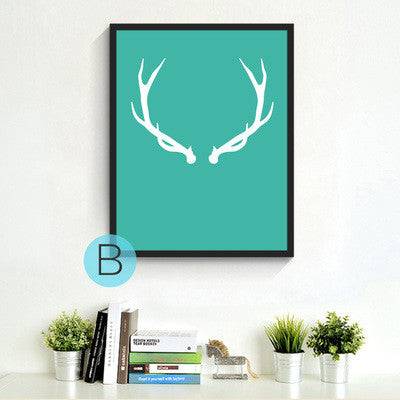 Green Nordic Geometry Letter Deer LOVE Quotes Art Print Poster Wall Picture Nursery Canvas Painting No Frame