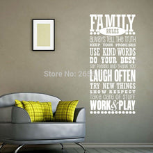 Load image into Gallery viewer, Family Rules Quotes Wall Decals for Living Room Art Mural Wall Stickers Lettering home decor Room Decoration

