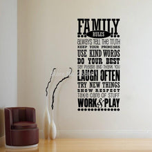Load image into Gallery viewer, Family Rules Quotes Wall Decals for Living Room Art Mural Wall Stickers Lettering home decor Room Decoration
