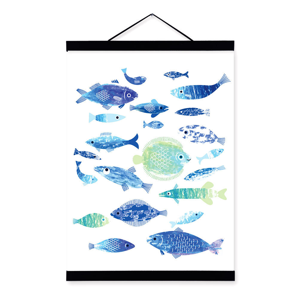 Abstract Sea Fish Blue Coral Big Canvas Art Poster Prints Wall Picture Paintings No Frame Modern Nordic Living Room Home Decor