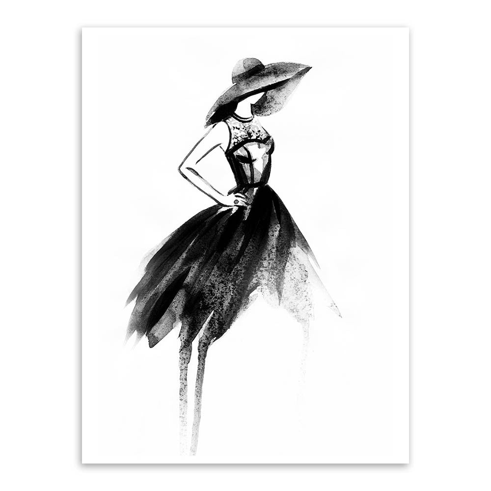 Modern Nordic Black White Fashion Model Large Canvas Art Print Poster Wall Picture Painting Beauty Girl Room Home Decor No Frame