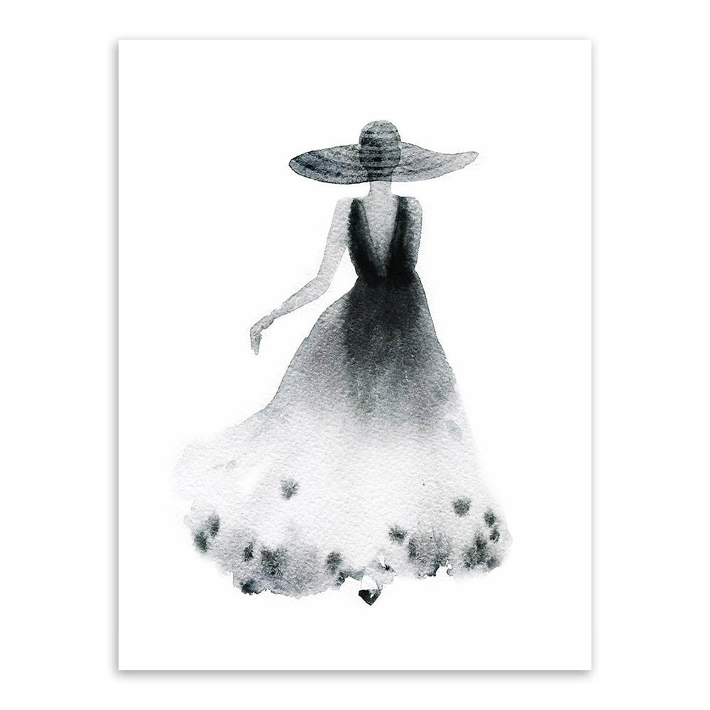Modern Nordic Black White Fashion Model Large Canvas Art Print Poster Wall Picture Painting Beauty Girl Room Home Decor No Frame