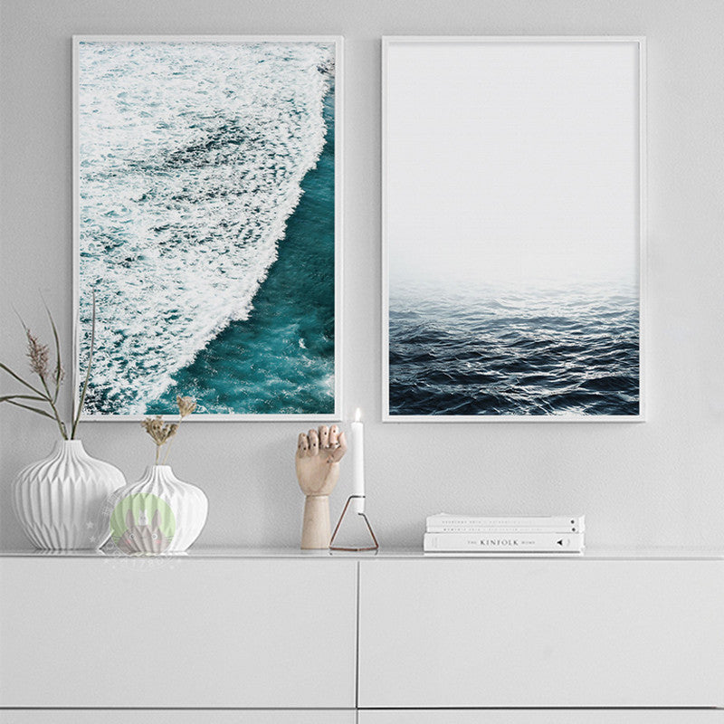 NEW Minimalist Nordic Sea Poster Canvas Wall Art Oil Paintings Pop Print Wall Pictures For Living Room Home Decoration No Frame