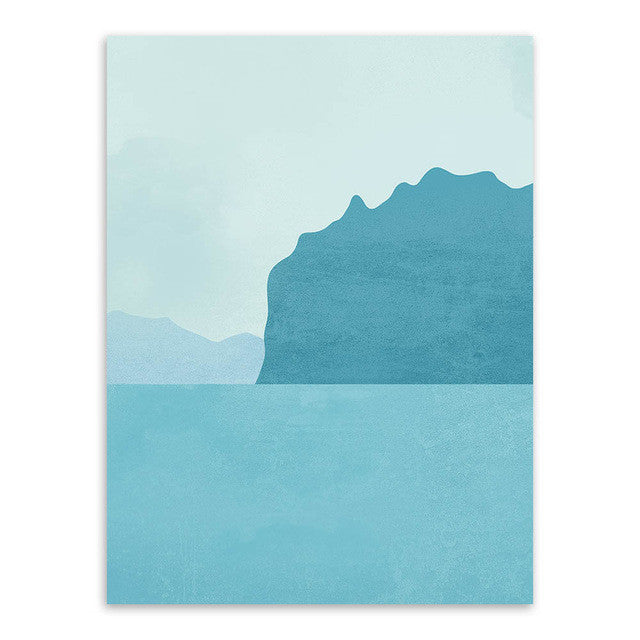 NEW Modern Abstract Landscape Canvas A4 Art Print Poster Blue Beach Wall Pictures Living Room Home Decor Paintings No Frame