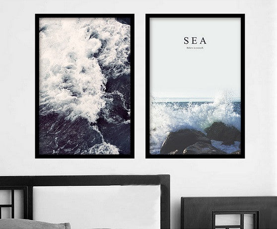Nordic SEA Water Scenery Canvas Painting Wall Art Posters Nursery Decoration Oil Pictures For Living Room Home Decor Unframed