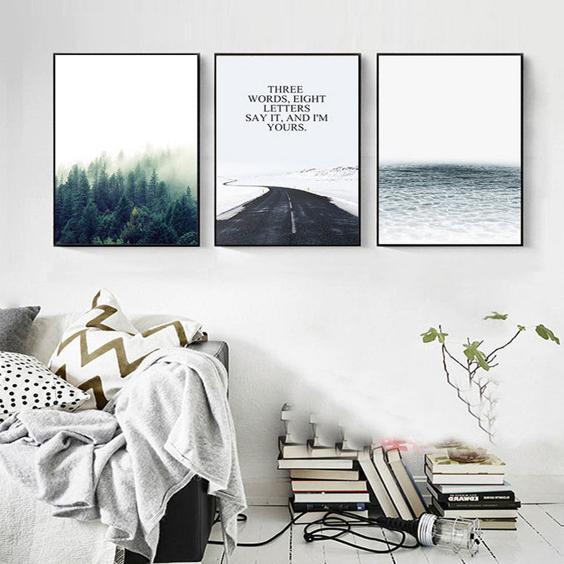 Nordic Seaside Forest Landscape Canvas Painting Poster Decoration Wall Pictures for Living Room Home Decor Unframed