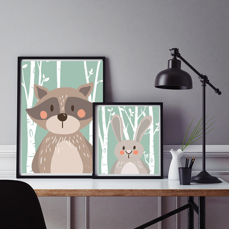 NEW Cute Animals Forest Nordic Posters and Prints Canvas Wall Art Oil Painting Wall Pictrues For Living Room Home Decor NO Frame