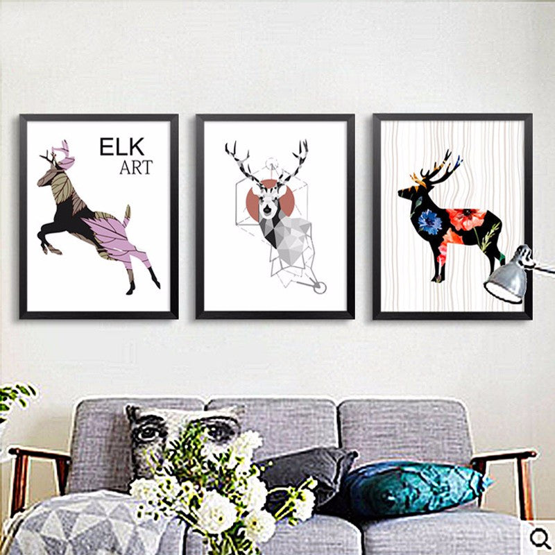 Cute Elk Animals Canvas Painting Modern Astract Oil Print Poster Cuadros Art Canvas Wall Picture for Bedroom Home Decor No Frame