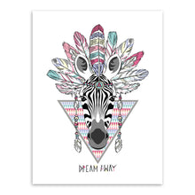 Load image into Gallery viewer, Indian Animals Head Hippie Fashion Deer Horse Zebra A4 Large Art Print Poster Wall Pictures Canvas Painting No Framed Home Decor
