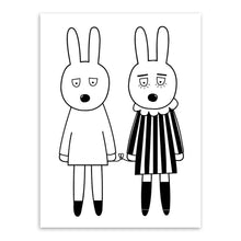 Load image into Gallery viewer, Modern Minimalist Nordic Black White Kawaii Animals A4 Large Art Prints Poster Kids Room Home Decor Wall Picture Canvas Painting

