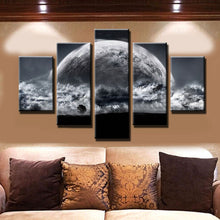 Load image into Gallery viewer, Unframed 5 Panel Grey Sky Space Universe Landscape Painting On Canvas Cuadros Modern Earth Wall Art Picture For Room Decoration

