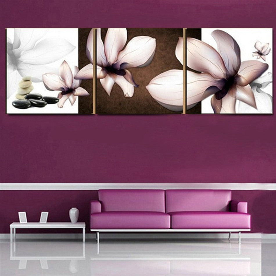Unframed 3 Panel Transparent Water Lilies Modern Wall Art Picture Paint On Canvas For Bedroom Home Wall Decor Unique Gift