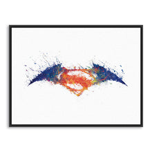 Load image into Gallery viewer, Original Watercolor Batman vs Superman Logo A4 Movie Art Print Poster Wall Picture Canvas Painting No Framed Gift Home Decor
