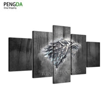 Load image into Gallery viewer, Canvas Wall Art Prints Winter Is Coming Painting Frame Modern Pictures 5 Panels TV Play Game Of Thrones Poster Home Decor PENGDA
