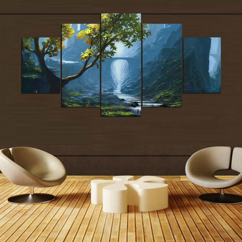 Modern Frames Painting Modular Picture 5 Panel Beautiful Landscape Cuadros Decor Canvas Art Wall Decor For Living Room PENGDA