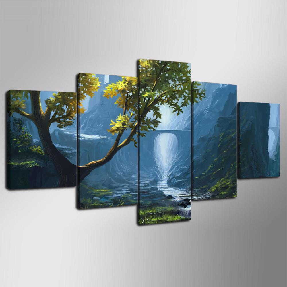 Modern Frames Painting Modular Picture 5 Panel Beautiful Landscape Cuadros Decor Canvas Art Wall Decor For Living Room PENGDA